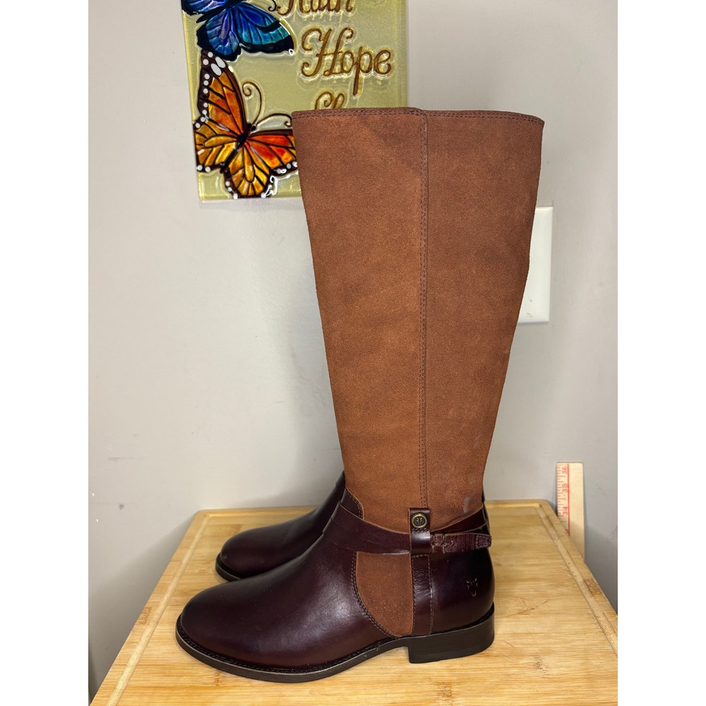 Frye Womens Leather Suede Tall Riding Boots Brown Mixed Media Equestrian 16in